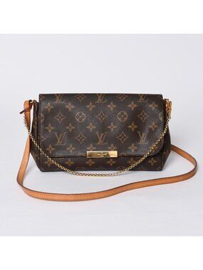 Louis Vuitton Monogram Favorite MM Shoulder Bag Brown Gold
